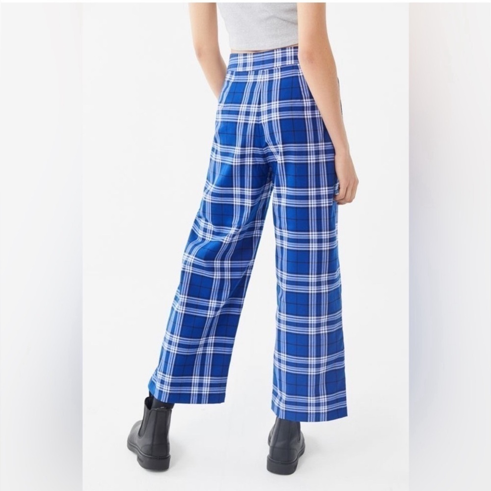 UO Daisy Plaid Zip-Front Wide Leg Pant size 8 - Picture 5 of 11